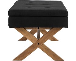 Gestoffeerde Bank met Opbergruimte en Sierknopen - Zwart