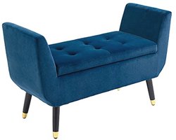 Gestoffeerde Bank met Opbergruimte - Fluweelzacht Polyester - Blauw - 107 x 42 x 65 cm