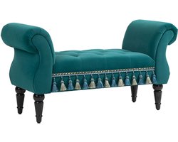 Gestoffeerde Bank,117×40×58 cm,Groen,Fluweel,Hout,Polsterbank Met Zachte Bekleding,Vintage Zitbank,Knopenpatroon,Bedbank,Halbank,Schoenenbank,Zitbank Voor Slaapkamer,Woonkamer,Hal,Entree,Voetenbank,Decoratieve Bank,Bankje Met Knopenbekleding