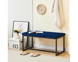 Gestoffeerde Eetkamerbank met Fluwelen Bekleding en Metalen Poten - Multifunctionele Keukenbank 100 cm