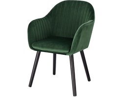 Gestoffeerde eetkamerstoel - velvet kuipstoel - robuust & modern - zachte bekleding - stijlvol groen - 50x42x81 cm
