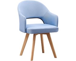 Gestoffeerde eetkamerstoelen - Draaibare kuipstoel - Stijlvol dineren - 360 graden draaibaar - Massief houten poten - Blauw