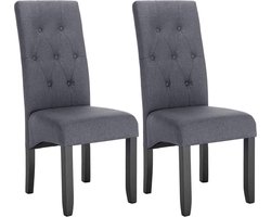 Gestoffeerde eetkamerstoelenset - elegante zitplaatsen - comfortabele stoelen - duurzaam, stijlvol, ergonomisch ontwerp - linnen en massief hout - 107 cm x 47 cm x 42 cm