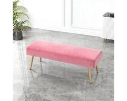 Gestoffeerde eettafelbank - Gevoerde bedbank - Extra zitplaatsen - Stevige metalen poten - 60 cm - Roze