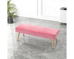 Gestoffeerde Eettafelbank - Gevoerde Bedbank - Extra Zitplaatsen - Stevige Metalen Poten - 60cm - Roze
