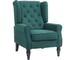 Gestoffeerde fauteuil met brede zitting - houten poten - klassieke stijl - zeer comfortabel - 74 x 86 x 102 cm - groen