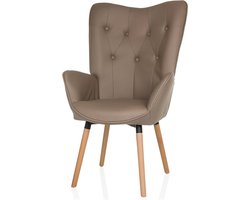 Gestoffeerde fauteuil - Oorfauteuil loungestoel - Ontspannen zitten - Knoopstiksels klassieke look - 106 x 70 x 75 cm - Bruin