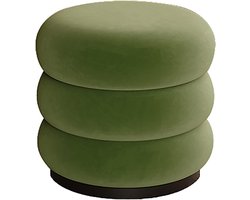 Gestoffeerde Kruk - Hocker Flanel - Make-up Zitten - Geen Montage Nodig - 40x40x40 cm - Groen