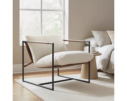Gestoffeerde lounge stoel met stalen frame 77x91x80 cm