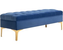 Gestoffeerde Nachtbank met Gouden Metaal en Fluweel - 118 x 45 x 42 cm