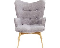 Gestoffeerde Oorfauteuil in Retrodesign, Grijze Loungefauteuil met Hoge Rugleuning