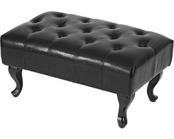 Gestoffeerde Ottomane Chesterfield Stijl Voetenbank met Ruitpatroon en Klinknagels Zwart