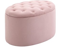 Gestoffeerde ovale bank met opbergruimte – Roze 71 x 52 x 42 cm