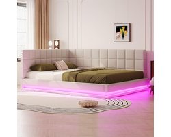 Gestoffeerde Slaapbank met USB-Aansluiting 160 x 200 cm Beige