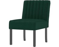 Gestoffeerde Stoel - Comfortabele Fauteuil - Ontspannen Zitten - Zacht Fluweel - 47 cm Zitdiepte - Donkergroen