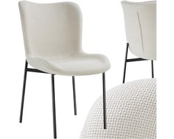 Gestoffeerde stoel - Eetkamerstoel - Comfortabel dineren - Ergonomische vorm - 54x62x90 cm - Off White/Zwart