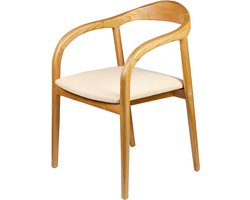 Gestoffeerde stoel - eetstoel eetkamerstoel – eetkamer stoelen voor eettafel - hout beige
