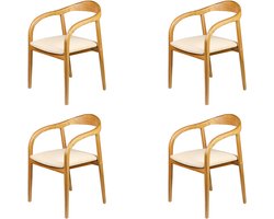 Gestoffeerde stoel - eetstoel eetkamerstoel – eetkamer stoelen voor eettafel - hout beige