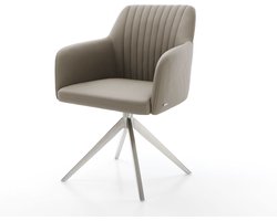 Gestoffeerde-stoel Greg-Flex kruisframe breed roestvrij staal echt leer mud pocketveer kern