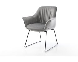 Gestoffeerde-stoel Keila-Flex met armleuning slipframe zwart fluweel grijs