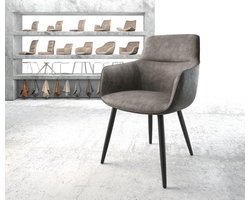 Gestoffeerde-stoel Pejo-Flex 4-poot conisch zwart microvelours antraciet vintage pocketveer kern