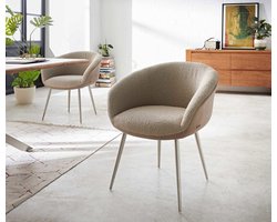 Gestoffeerde-stoel Vinka-Flex met armleuning 4-poot conisch roestvrij staal materiaalmix mud pocketveer kern