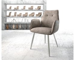 Gestoffeerde-stoel Zoa-Flex 4-poot conisch roestvrij staal microvelours taupe vintage pocketveer kern