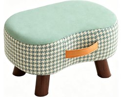 Gestoffeerde Voetenbank - Ottoman met Handgreep - Comfortabel Rusten - Massief Houten Frame - 45 cm Diep - Meerkleurig