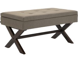 Gestoffeerde Zitbank met Opbergruimte en Sierknopen | Comfortabele Bank Taupe