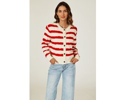 Gestreept gebreid vest in rood