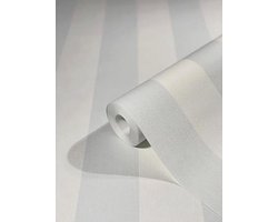 Gestreepte Behang in Wit en Blauw - Non-Woven Behang voor Woonkamer of Slaapkamer 10.05 x 0.53 m