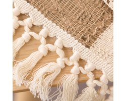 Gestreepte moderne tafelloper - beige boho tafelloper, vintage tafelloper, tafelset, decoratief tafelkleed voor Kerstmis, gebruikt voor bruiloft en eettafel, decoratieve tafelloper (30x180cm)