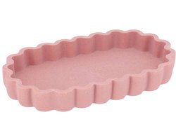 Gestreepte plateau van polyresine in de kleur blush