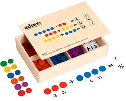 Getalspel - Houten kist 34 x 20 x 6 cm - Rekenspel - leren Rekenen -Educo