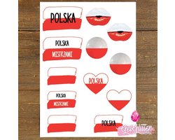 GetGlitterBaby® Plak Tattoos Voetbal / Tijdelijke Tattoo Sticker / Nep Tatoeage / Gezicht en Lichaam Schmink Versiering - Polen / Poolse Vlag / Poland / Polska