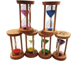 Getimede Zandloper 6Pc Houten Zandloper Desktop Decorat Zand Klok Lock Timers Zand, Zandloper Timer