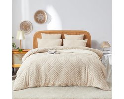 Getuft Boho Dekbedovertrekset Beige Geometrisch Vintage Stijl | Zachte Microvezel & Kussenslopen