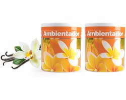 Geur gel Vanille geur - 2x - 95 gram - geur blikje - 6 x 7 cm - auto/interieurparfum/luchtverfrisser