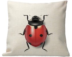 Geurfruit - Kussen - Design - Insect - Lieveheersbeestje - Linnen - Kleurvast - inclusief vulling