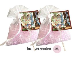 Geurparels 2x 'Boles d'olor Flower Shop' - Inclusief verzenden - Bloemen - Geurkorrels - Geurzakje - Geurbuiltjes - Geurbuiltje - Geurverfrisser - Luchtverfrisser - Verfrisser - Parfum - Frisse geur - Hanger - Kledingkast - Kleding - Kast - Roze