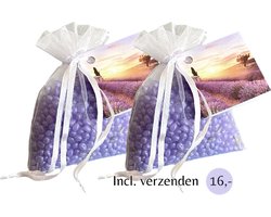 Geurparels 2x 'Boles d'olor Lavenda' - Inclusief verzenden - Lavendel - Geurkorrels - Geurzakje - Geurbuiltjes - Geurbuiltje - Geurverfrisser - Luchtverfrisser - Huisparfum - Verfrisser - Parfum - Frisse geur - Kledingkast - Kleding - Kast - Paars
