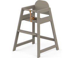 Geuther Houten Kinderstoel Emma - Kinderzetel - Baby Eetstoel voor aan Tafel - 3-punt gordels - Hoge babystoel - 54cm zithoogte - Taupe