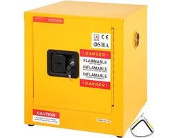 Gevaarlijke stoffen kast - Chemiekast & milieukast - Enkeldeurs met slot - Koudgewalst staal - Voor chemicaliën & pesticiden - Afmeting 43 x 43 x 46 cm - Geel