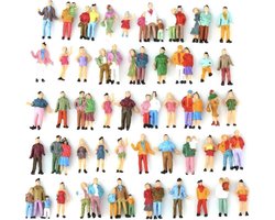 Geverfde Figuren - Miniatuur Mensen - Modelbouw Scènes - 1:50 Schaal - 3.5cm Hoog - Gemengde Kleuren