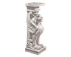 Gevleugelde Leeuw Voetstuk Sieradenstandaard en Plantenstandaard in Antieke Steen