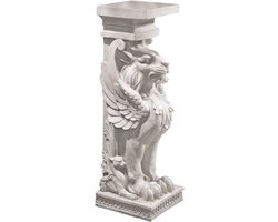 Gevleugelde Leeuw Voetstuk Sieradenstandaard en Plantenstandaard in Antieke Steen