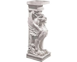 Gevleugelde Leeuw Voetstuk Sieradenstandaard en Plantenstandaard in Antieke Steen