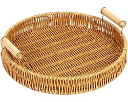 Gevlochten dienbladen in rotanlook – Taartstandaards – Sieradendozen – Fruitschalen –Gevlochten manden in rotanlook – Broodmanden in rotanlook – Taartstolpen –Gebakschalen – Voor interieurs, cafés, woningen en hotels-24.5cm
