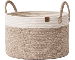 Gevlochten mand katoenen touw opbergmanden - grote katoenen mand, wasmand voor deken, kinderspeelgoed, mand S wasmand voor kinderkamer 32 liter