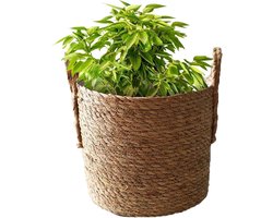 Gevlochten Mand - Opbergmand Zeegras - Planten Decoreren - Waterdichte Binnenvoering - 27 x 30 cm - Beige
